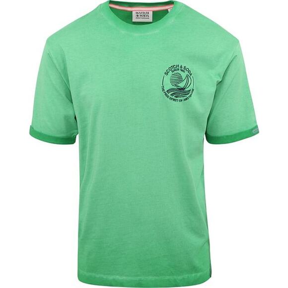 SCOTCH & SODA Men's T-Shirt Logo Green Size M - Picture 1 of 10
